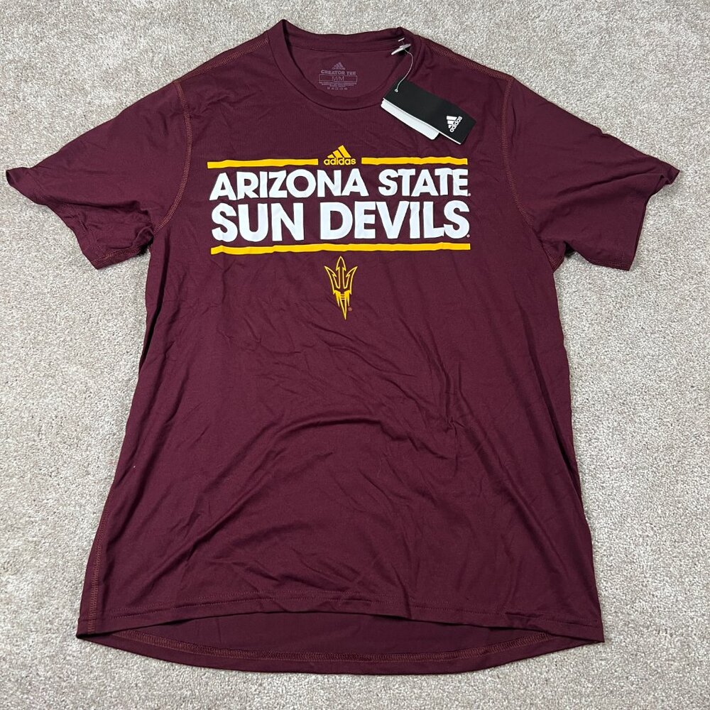 Adidas Mens M Maroon Arizona State Sun Devils Football Climalite Creator Tee NWT